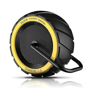 Mrice Campers Tire Shape Portable Wireless Bluetooth Speaker Splashproof Outdoor Bluetooth Shower Speaker with 3W Strong Bass DriverBuilt in Microphone-Yellow
