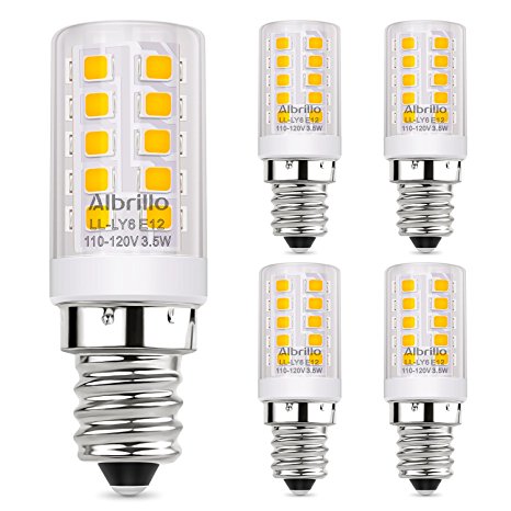 Albrillo E12 LED Candelabra Bulb 4W, 40 Watt Equivalent, 3000K Warm White Chandelier Bulbs, Decorative Candle Base, Non Dimmable, 5 Pack