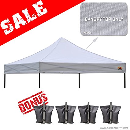 （20+ colors）100% Waterproof AbcCanopy 10x10 Replacement Top Cover for 10x10 Pop up Canopy Tent , Bonus 4x Weight Bag (white)