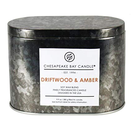 Chesapeake Bay Candle Heritage Two-Wick Tin Scented Candle, Driftwood & Amber