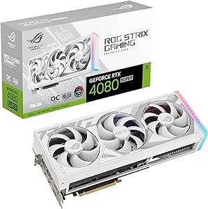 ASUS ROG Strix GeForce RTX 4080 Super White OC Edition - Tarjeta gráfica Gaming (PCIe 4.0, 16GB GDDR6X, DLSS 3, HDMI 2.1a, DisplayPort 1.4a, Cámara de Vapor, Sensor de Potencia, Aura Sync)