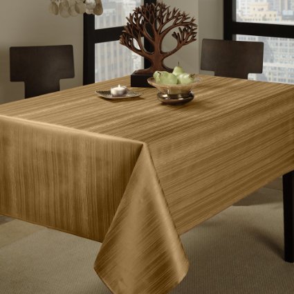 Benson Mills Flow Heavy Weight "Spillproof" 60-Inch by 84-Inch Fabric Tablecloth, Taupe