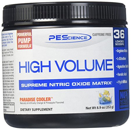 PEScience High Volume Caffeine Free Pump Pre Workout, Paradise Cooler, 252 Gram