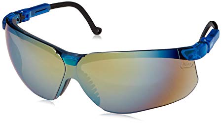 Uvex S3243 Genesis Safety Eyewear, Vapor Blue Frame, Gold Mirror Ultra-Dura Hardcoat Lens
