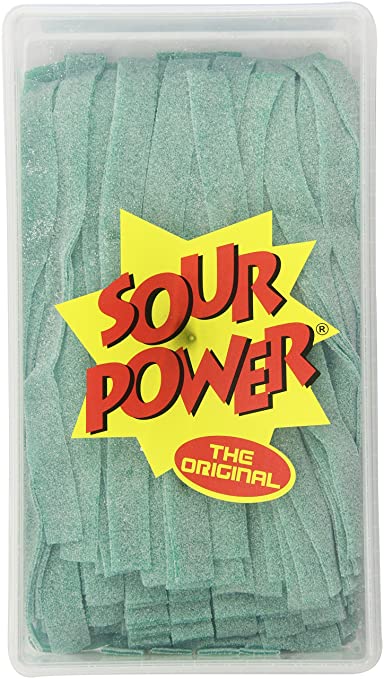 Sour Power Candy Belts, Green Apple Belts, 150-Count Tubs (Pack of 2)