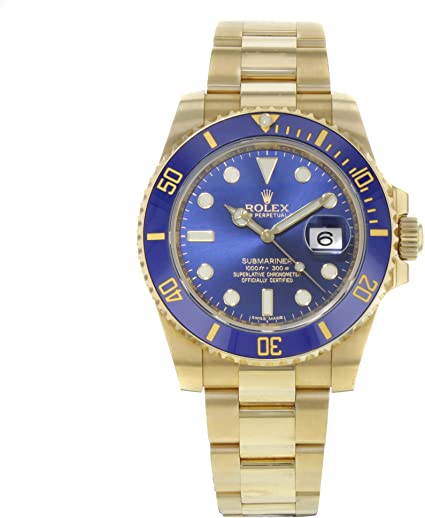 Rolex Men's Submariner Automatic Blue Dial Oyster 18k Solid Gold