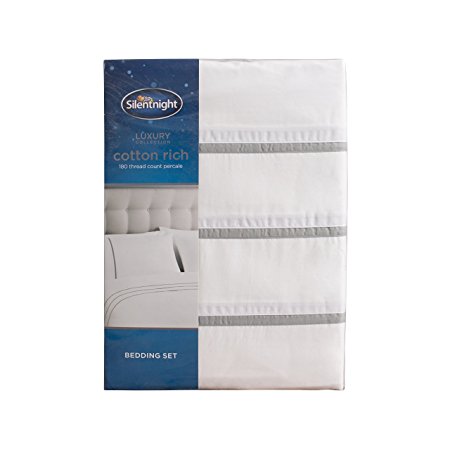 Silentnight Pintuck Duvet Set, Percale, Grey, King