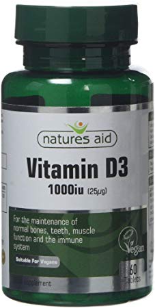 Natures Aid Vegan Vitamin D3 Tablets, 1000 iu, Count 60
