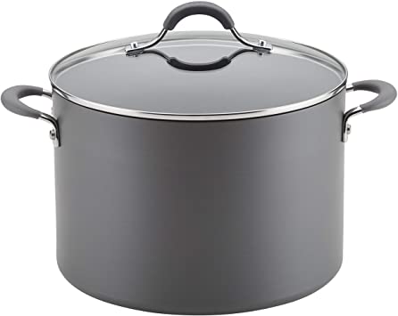 Circulon Radiance Hard Anodized Nonstick Stock Pot/Stockpot with Lid - 10 Quart, Gray