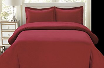 Hotel Luxury 3pc Duvet Cover Set-ON SALE TODAY-1500 Thread Count Egyptian Quality Ultra Silky Soft Top Quality Premium Bedding Collection, 100% Money Back Guarantee -King Size Burgundy