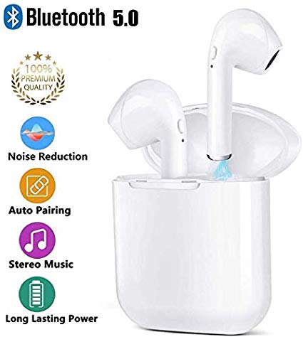MOSOY True Wireless Earbuds, TWS Bluetooth 5.0 Headphones Automatic Pairing and Auto Power on/off Earphones HiFi Stereo Sound Sweat Proof Headsets with Charging Case for All Bluetooth Devices