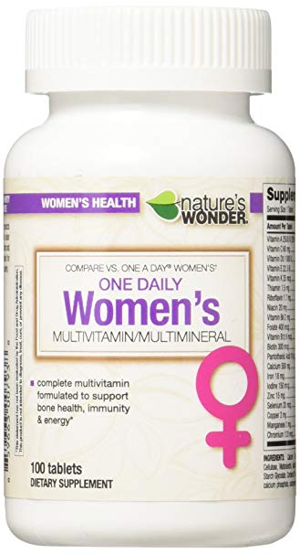 Nature's Wonder One Daily Women's Multivitamin, 100 Count, Compare vs. One A Day® Women's