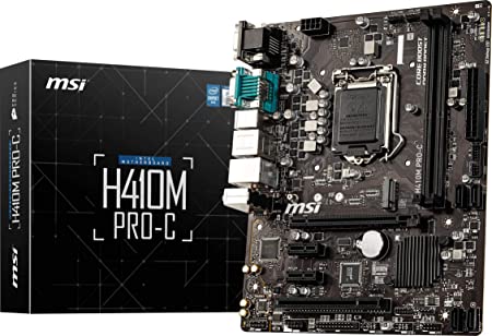 MSI H410M PRO-C ProSeries Motherboard (mATX, 10th Gen Intel Core, LGA 1200 Socket, DDR4, M.2 Slot, USB 3.2 Gen 2, 2.5G LAN, D-Sub/DVI/HDMI/DP)