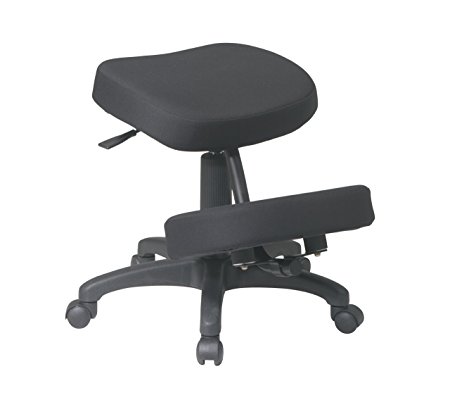 Office Star Ergonomically Designed Knee Chair with Casters, Memory Foam and 5 Star Base, Black