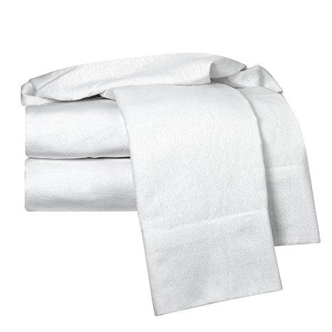 Clara Clark 100-Percent Egyptian Cotton Flannel 4-Piece Bed Sheet Set, King, White