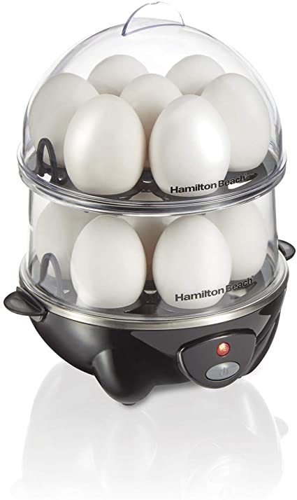 Hamilton Beach 25508 3-in-1 Electric Hard Boiled Egg Cooker Poacher & Omelet Maker, Makes 14, Black