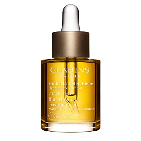 Clarins Blue Orchid Face Treatment Oil | Skin is Immediately Hydrated*, Revitalized and Toned | Restores Radiance | Visibly Minimizes Fine Lines | 100% Natural Plant Extracts | Preservative-Free | Dry Skin Type | 1 Fluid Ounce