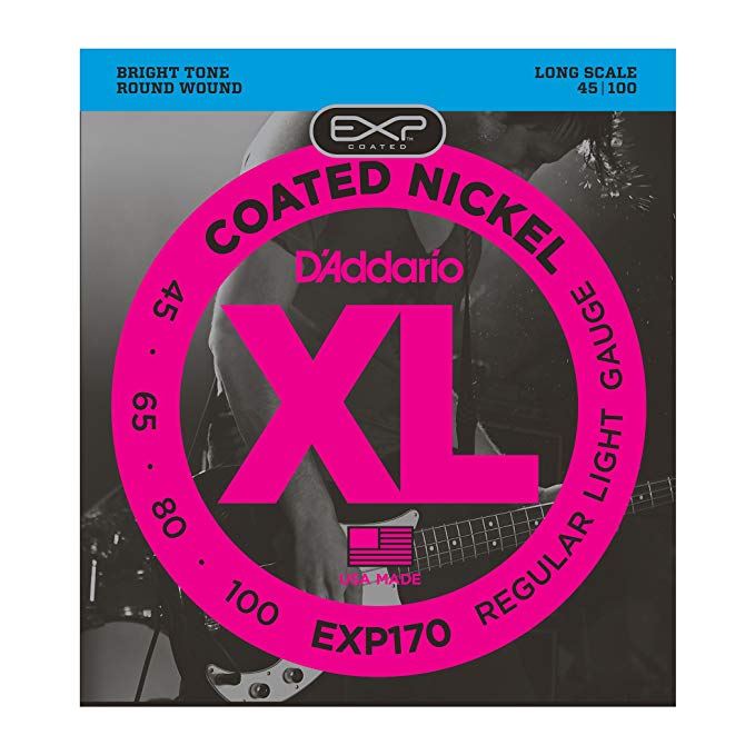 D'Addario EXP170 Coated Bass Guitar Strings, Light, 45-100, Long Scale