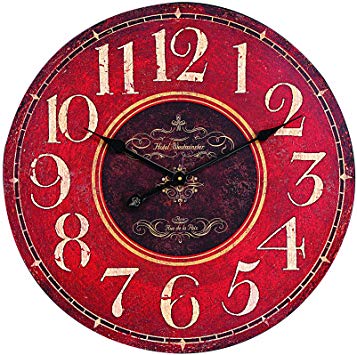 Creative Co-op Wooden Wall Clock, Red