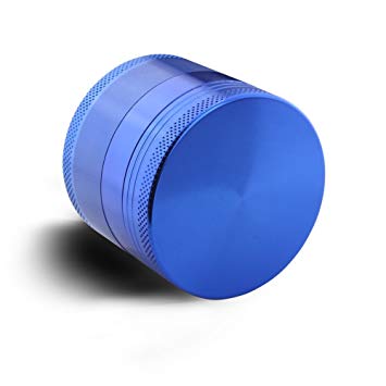 DCOU Aluminum Pollen Tobacco Grinder / Spice Grinder / Herb Grinder / Plant Grinder with Sifter, with Magnetic Lid, 4 Piece 2.2 Inches (Blue)