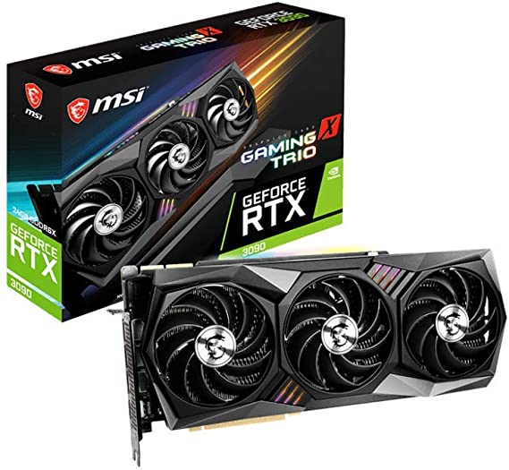 MSI Gaming GeForce RTX 3090 24GB GDRR6X 384-Bit HDMI/DP Nvlink Tri-Frozr 2 Ampere Architecture OC Graphics Card (RTX 3090 GAMING X TRIO 24G)