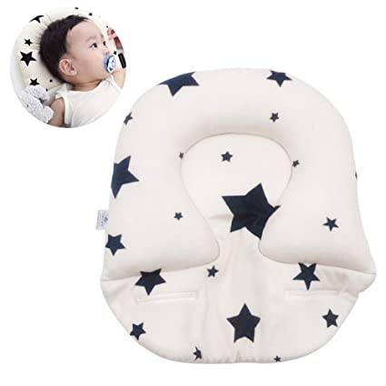 Baby Head Shaping Pillow for Newborn Breathable Soft Cotton Infant Pillow for Flat Head Syndrome Prevention Pillow for Sleeping(White)