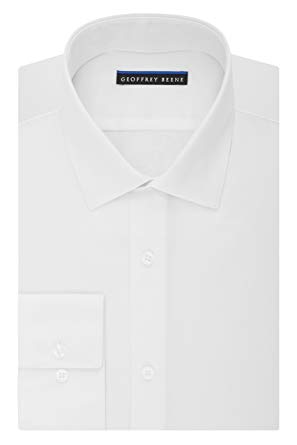 Geoffrey Beene Men's Sateen Fitted Solid Spread Collar Dress Shirt