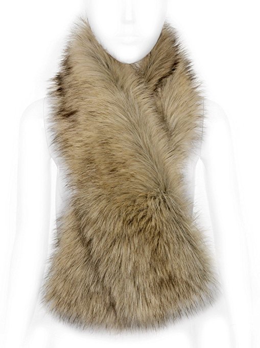 Futrzane Winter Straight Scarf Wrap Faux Fake Fur Collar Shawl Shrug