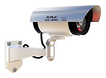 Adfilic Dummy Security Camera - Best for Outdoors, Blinking Light & Solar Waterproof Fake Camera with Free CCTV Sticker, Makes a Great Gift