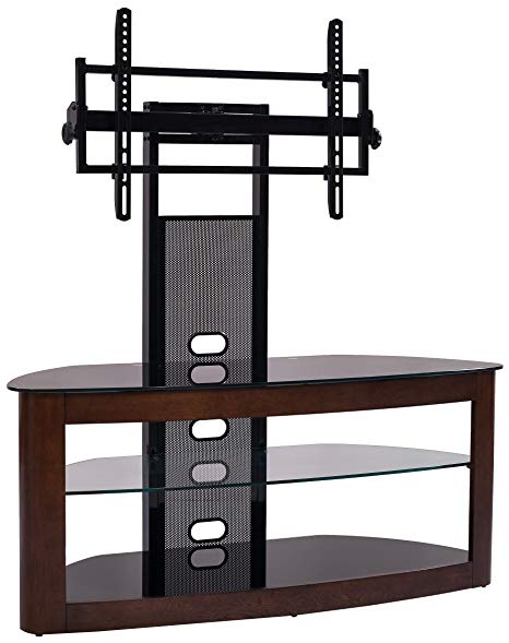 TransDeco TD600DB TV Stand with with Mount, 35" - 80", Dark Oak/Black