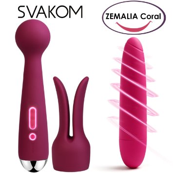 SVAKOM Emma Sex Toys 100% Waterproof Powerful Ultra-long Battery Rabbit Vibrators with Heating Mode ,Clitoral Stimulators Dildos Wand Massagers Adult Products for Women(plum red). (Violet with Coral)