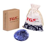TGS Gems Sodalite Carved Thumb Irish Worry Stone Healing Crystal Free Pouch Sold By 1pc