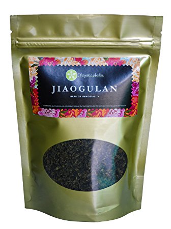 Jiaogulan Tea (Gynostemma Pentaphyllum) Organic Best Quality Pure Loose Leaf "Herb of Immortality" Fair-Trade Longevity Antiaging Antioxidant Caffeine-Free Tea from Thailand (100g)