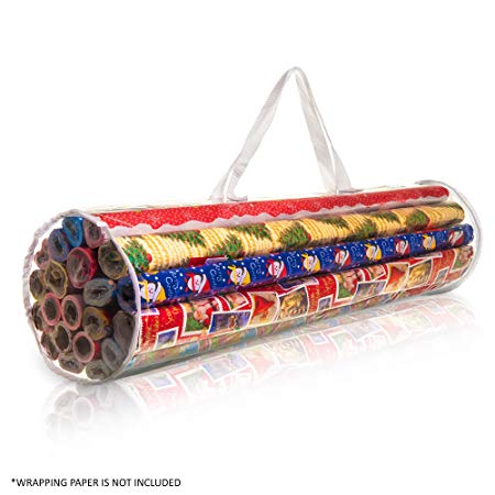 LIVIVO Cylinder Wrapping Storage Bag - Xmas Christmas Birthday Wrapping Paper Tidy