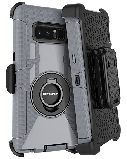 Samsung Galaxy Note 8 Case Kickstand BENTOBEN Swivel Ring Belt Clip Heavy Duty Shockproof Full Body Rugged Bumper Hybrid Holster Protective Tough Phone Case for Samsung Galaxy Note8, Gray/Black