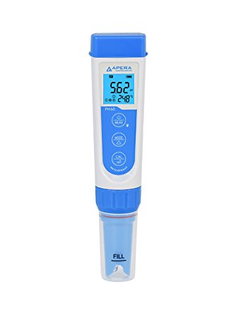 Apera Instruments PH60 Premium Waterproof pH Pocket Tester, Replaceable Probe, ±0.01 pH Accuracy, -2.00-16.00 pH Range