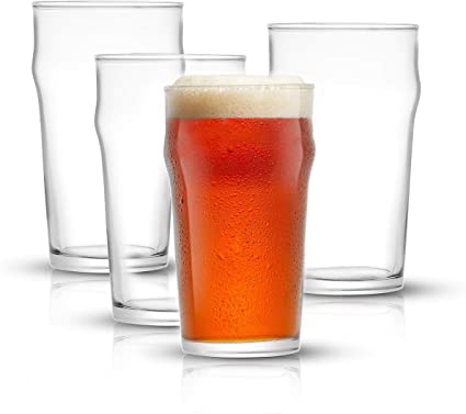 JoyJolt Grant Pint Glasses Set of 4 (FOUR) 1.2 Pint Glass Capacity in a Traditional Pub Drinking Glasses Design. Oversized Beer Glasses Set for Guinness, Stout, and Craft Beer Glasses by the Pint!