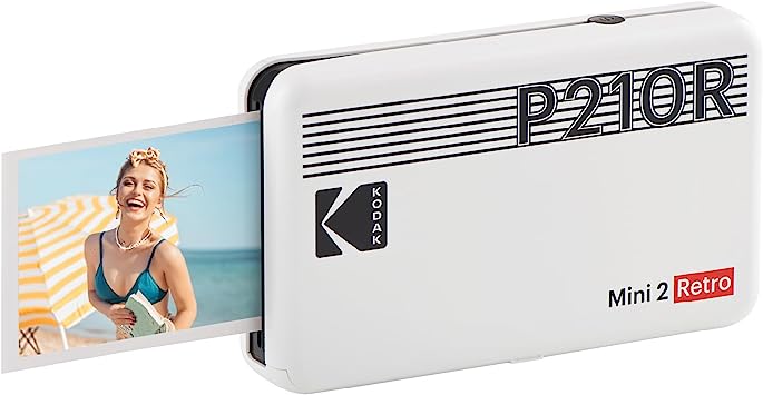 KODAK Mini 2 Retro 4PASS Portable Photo Printer (2.1x3.4 inches)   8 Sheets, White