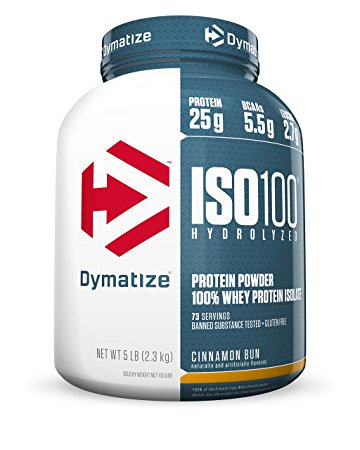 Dymatize ISO 100 Whey Protein Powder Isolate, Cinnamon Bun, 5 lbs