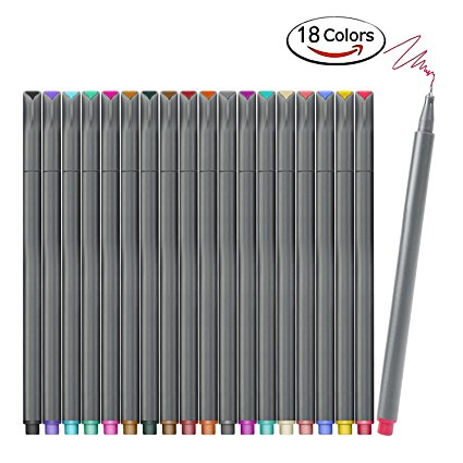 Bullet Journal Planner Pens,18 Colors Fine Point Pens Markers Colored Fine Line Tip Drawing Pens Fineliner Markers for Writing Note Taking Calendar Coloring Book Art (18 Colors Fineliner Pens Set)