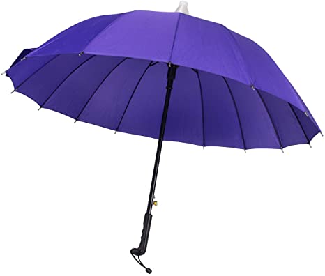 Mengshen Large Purple Umbrella 16 Ribs for Super Strength Extra Strong Straight Umbrella Auto Open and Manual Close Anti-UV