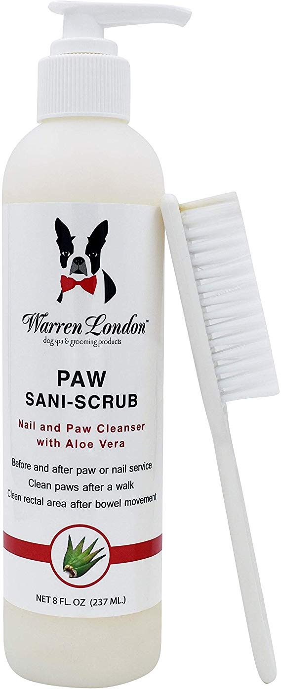 Warren London - Paw Sani Scrub - 8oz - Nail, Paw, and Coat Cleanser with Aloe Vera - Scrub Brush Included - For Dogs, Cats, and Horses