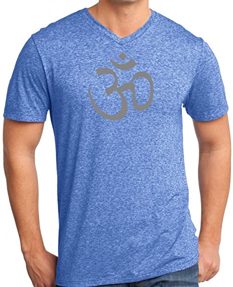 Yoga Clothing For You Mens Aum OM Symbol Microburn V-Neck Tee Shirt