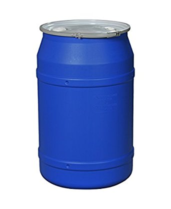 Eagle 1656MBBG Straight-Sided Drum with Metal Band and Plastic Lid with Bungs, 55 gal, Blue