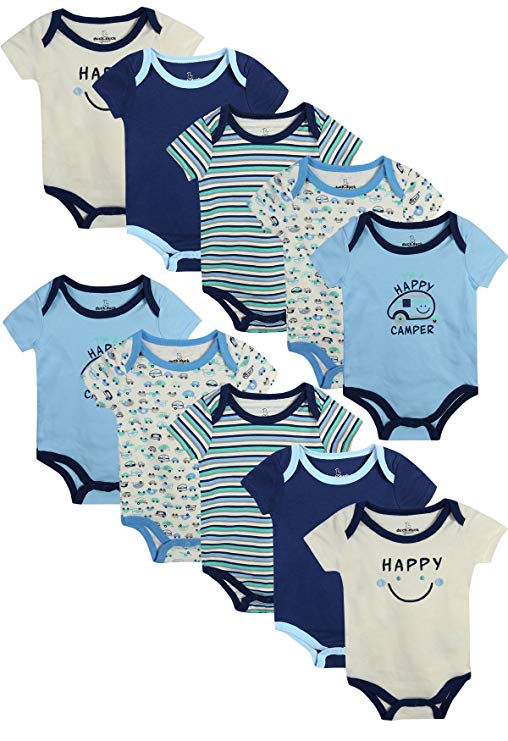 Duck Duck Goose Baby Boy's and Girl's Short Sleeve Bodysuits (10 Pack)