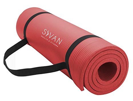 Sivan Health and Fitness® 1/2-InchExtra Thick 71-Inch Long NBR Comfort Foam Yoga Mat for Exercise, Yoga, and Pilates