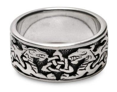 Celtic Dragon Ring in Sterling Silver