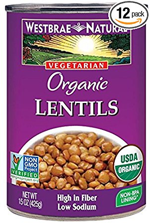 Westbrae Natural Organic Lentils, 15 Ounce Cans (Pack of 12)