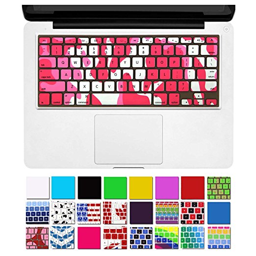 DHZ Unique Ultra Thin Durable Keyboard Cover Silicone Skin for MacBook Pro 13" 15" 17" (with or w/out Retina Display) iMac and MacBook Air 13" (Army Camouflage.Red)