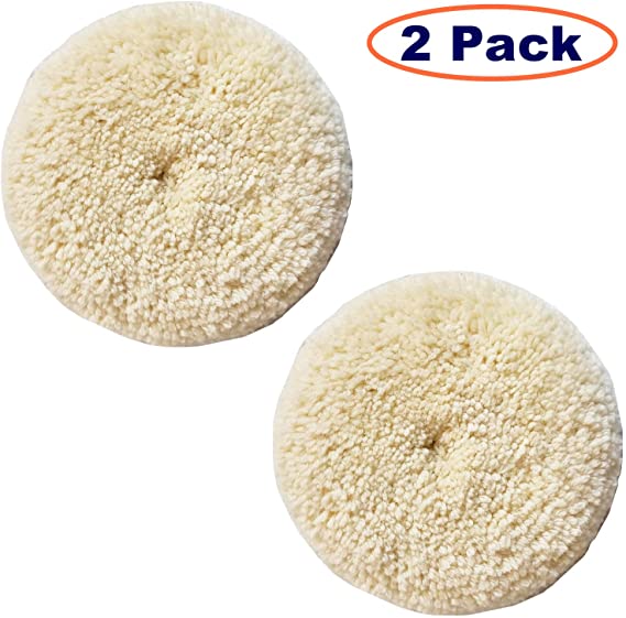 Sisha Wool Polishing Pads, 2 Pack 6" Buffing Pads with Hook and Loop Back for Compound, Cutting & Polishing, 100% Natural Wool, Thick and Aggressive